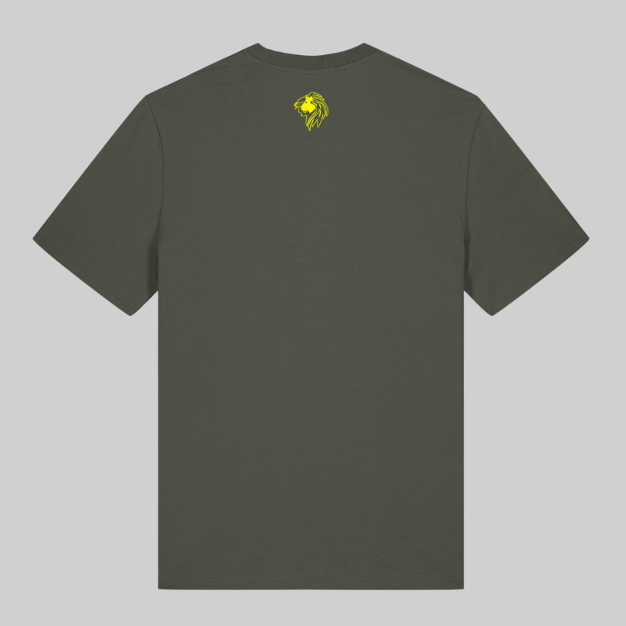 T shirt A&0 Kaki foncé jaune néon de dos